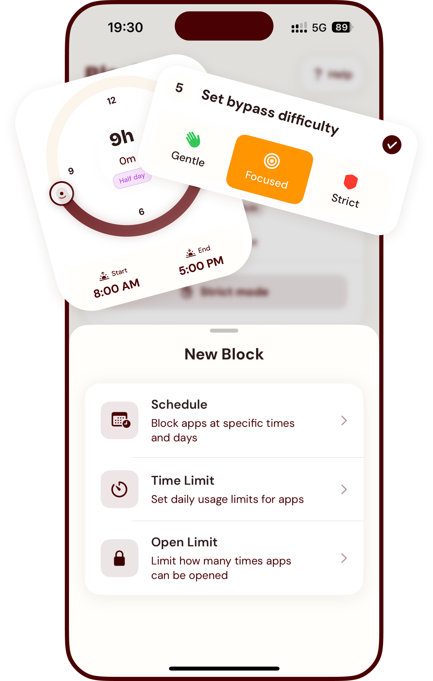 Hazel app custom schedule management interface for setting screen time rules